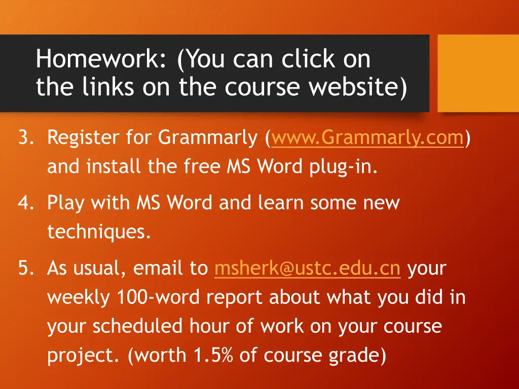 homework you can click on the links on the course 1