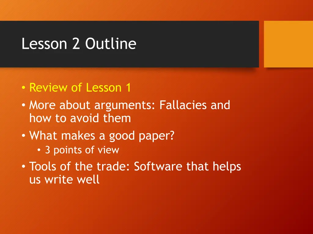 lesson 2 outline