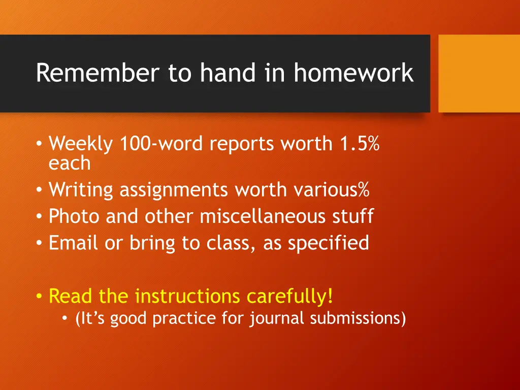 remember to hand in homework