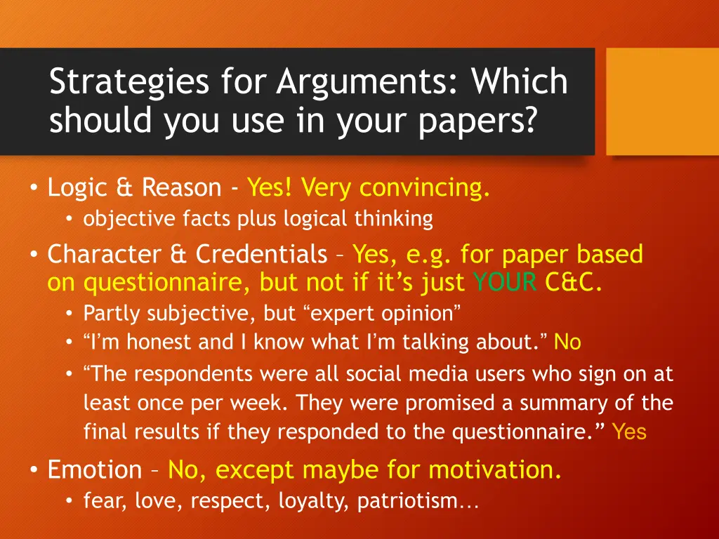 strategies for arguments which should