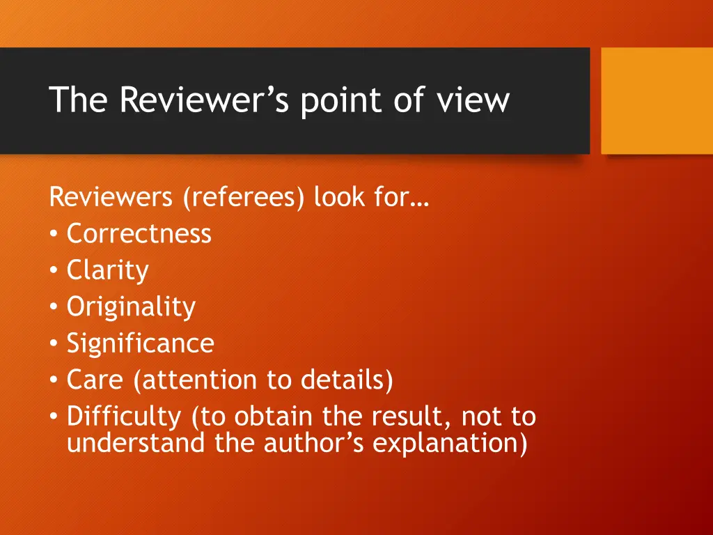 the reviewer s point of view