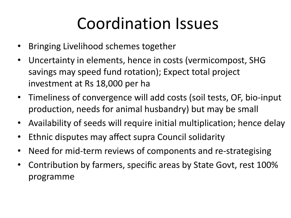 coordination issues