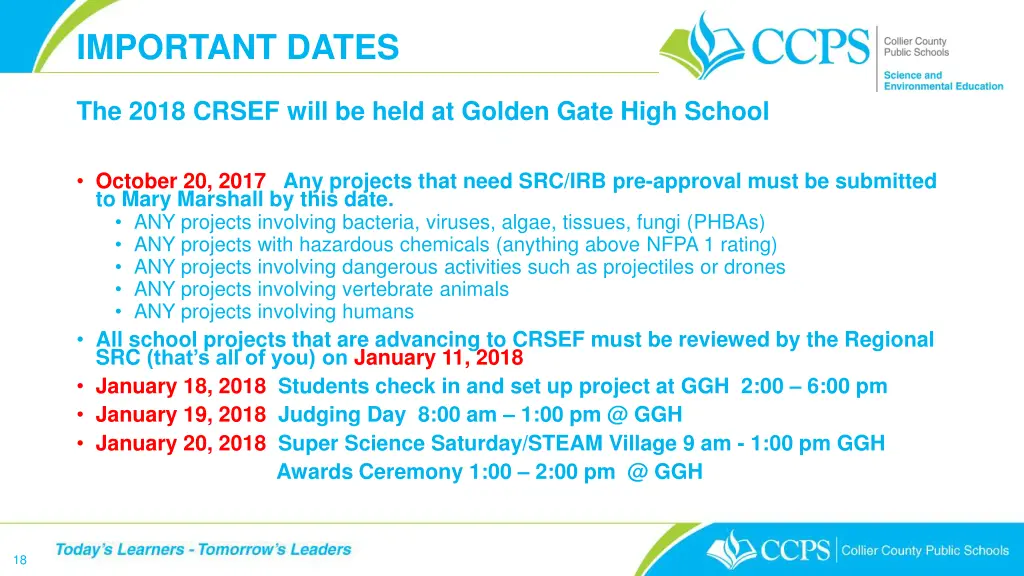 important dates 1