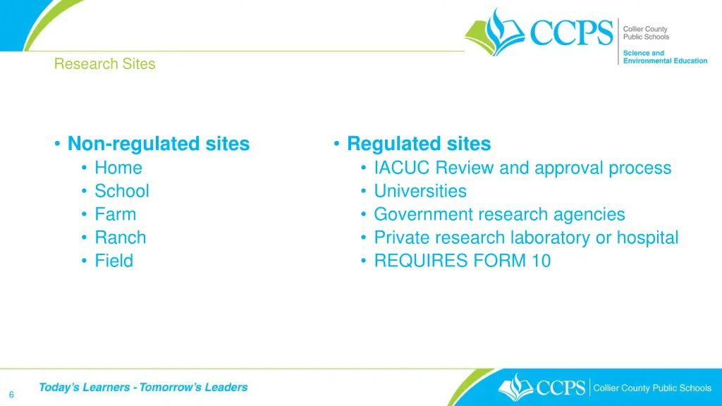 research sites