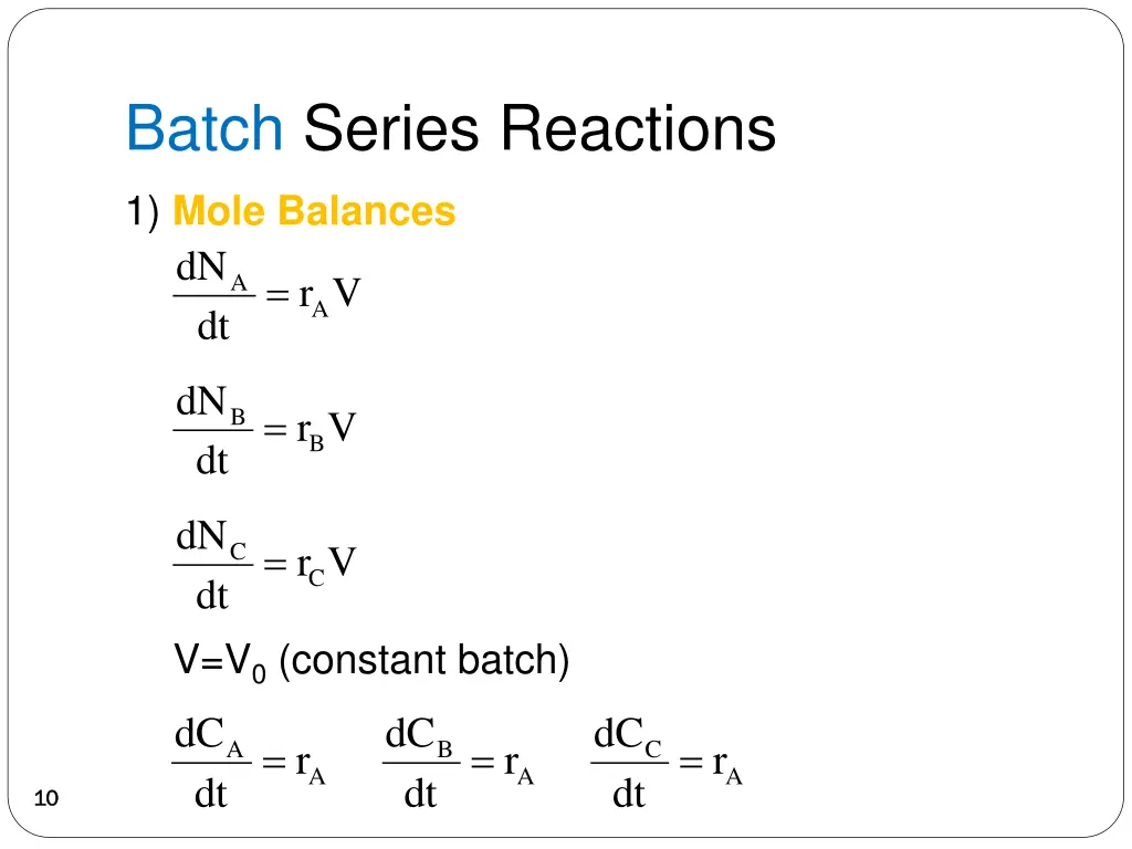 batch series reactions