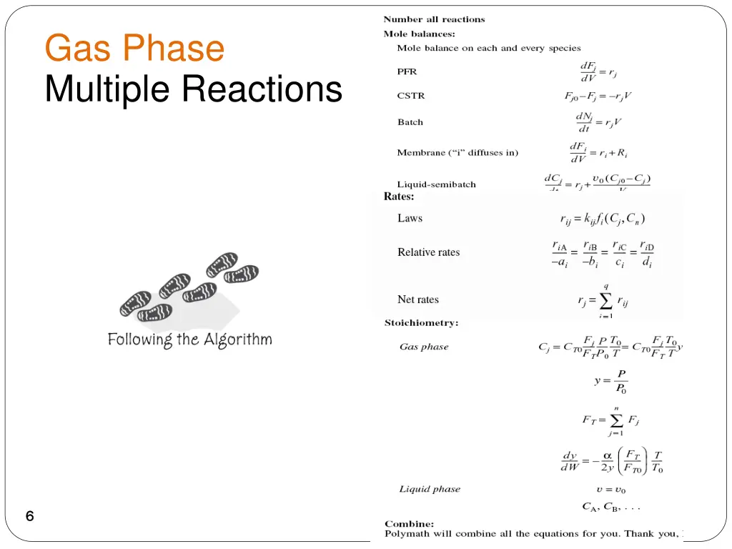gas phase multiple reactions