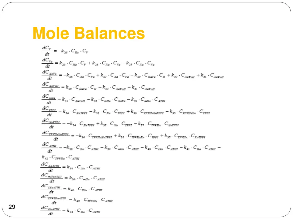 mole balances 2