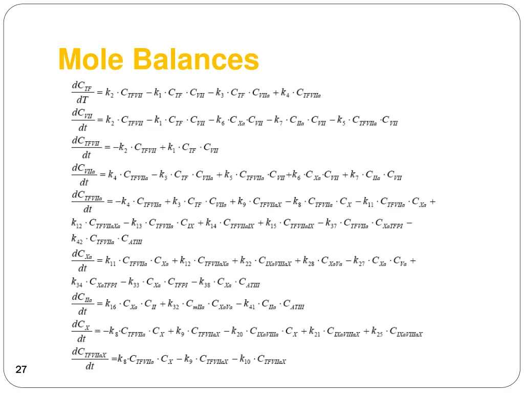 mole balances
