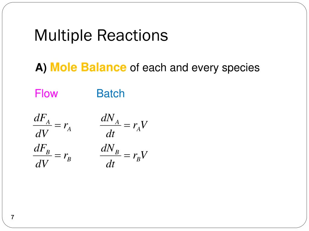 multiple reactions