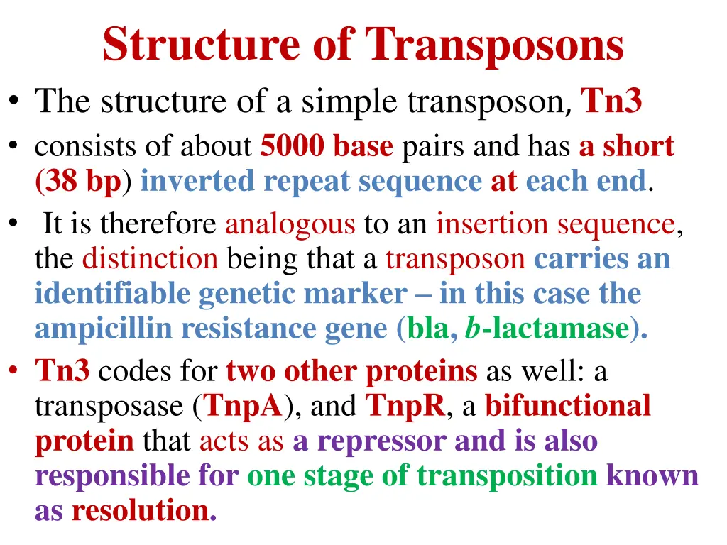 structure of transposons the structure