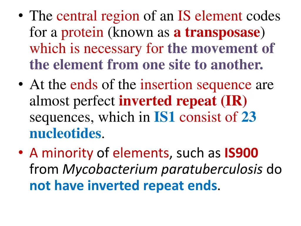 the central region of an is element codes