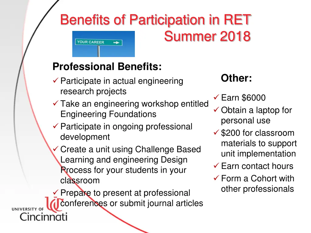 benefits of participation in ret summer 2018