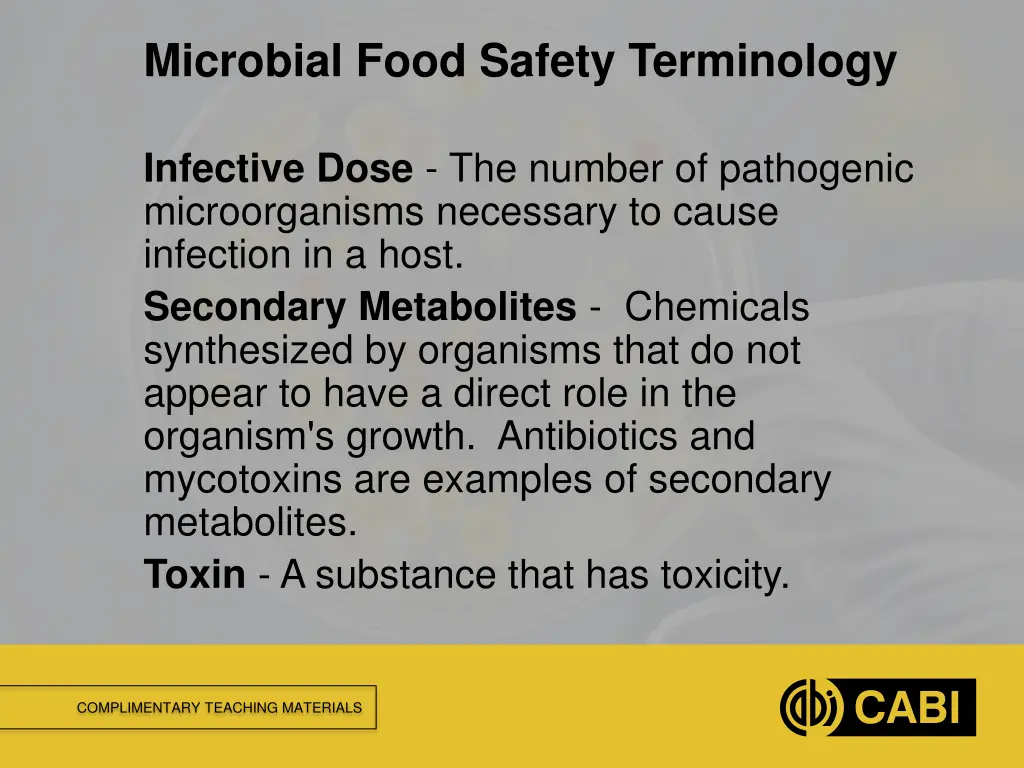 microbial food safety terminology