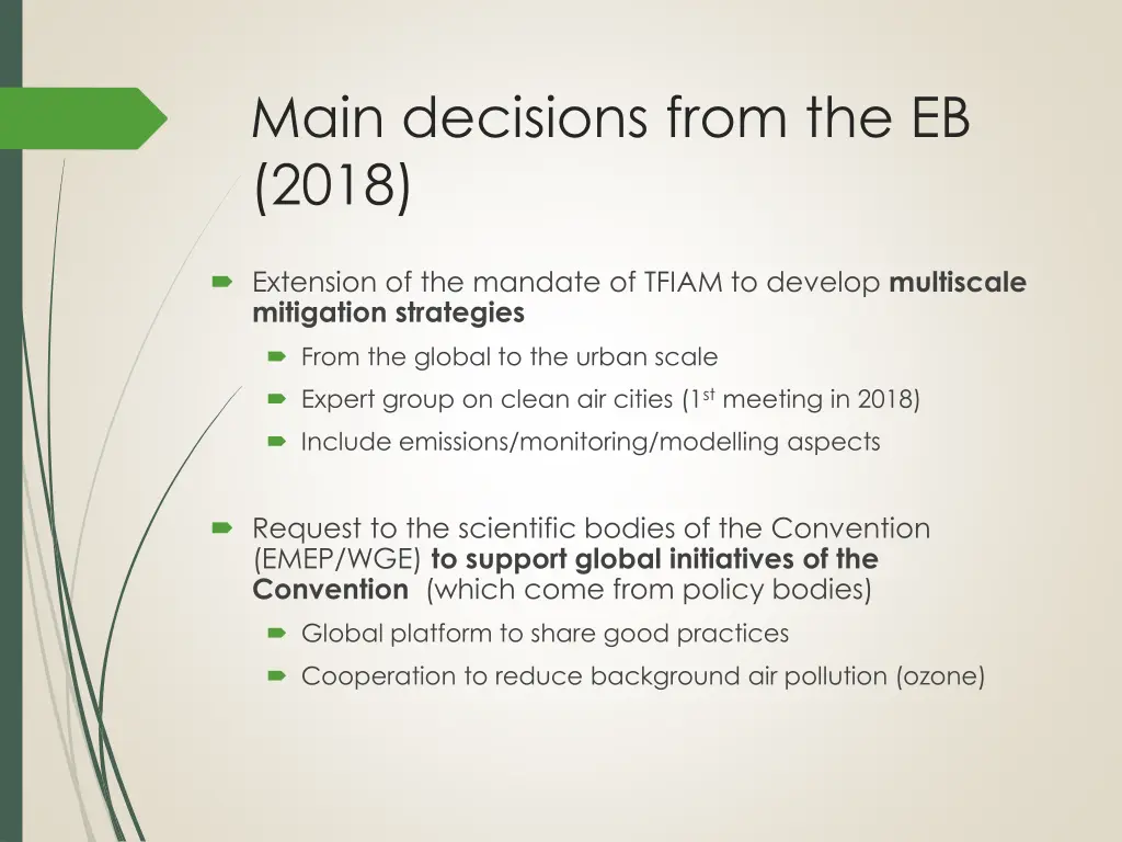 main decisions from the eb 2018 2