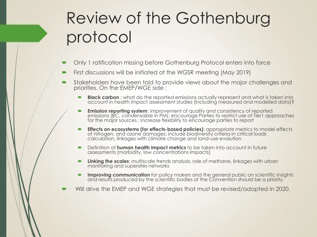 review of the gothenburg protocol