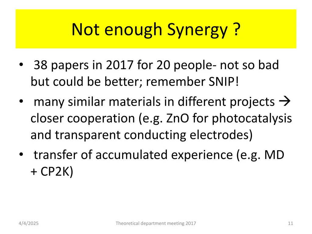 not enough synergy