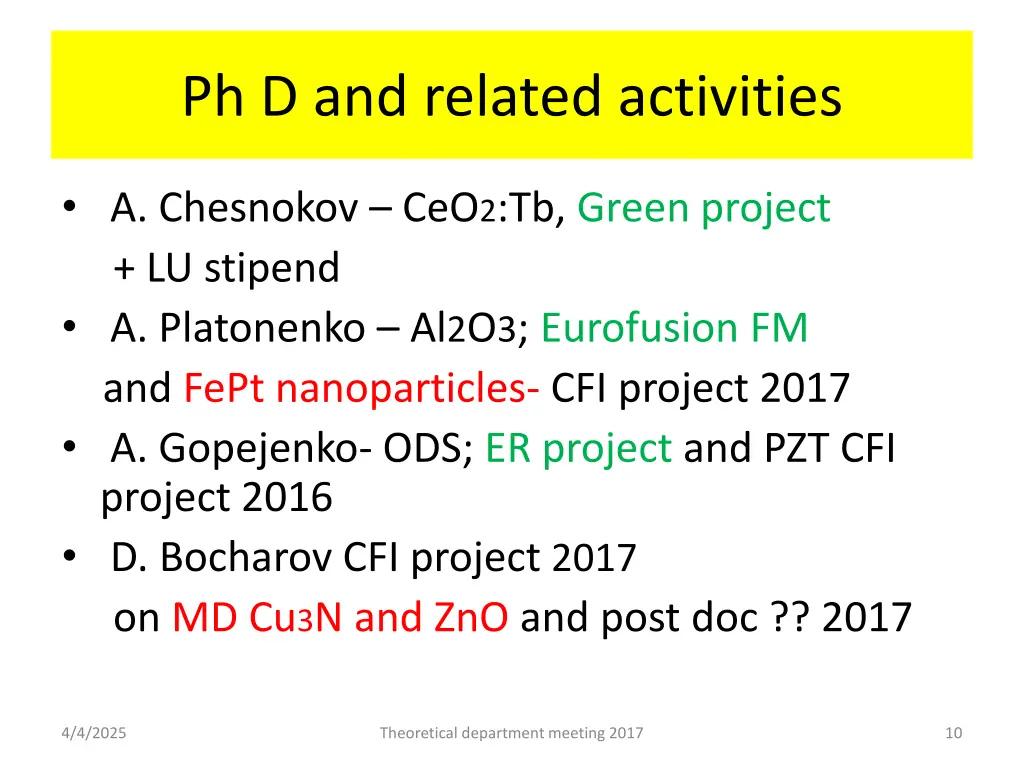 ph d and related activities