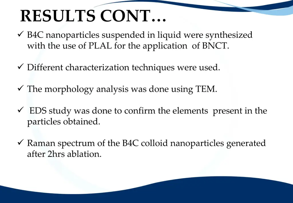 results cont b4c nanoparticles suspended
