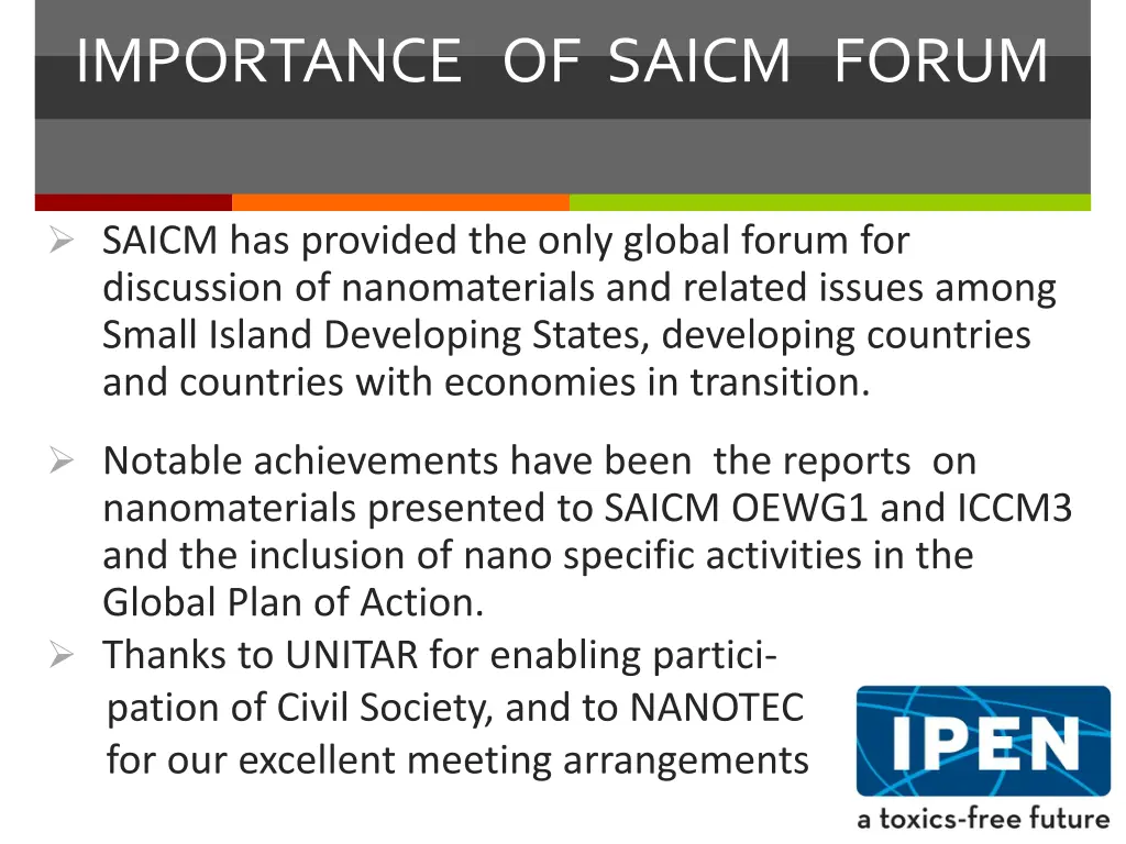 importance of saicm forum