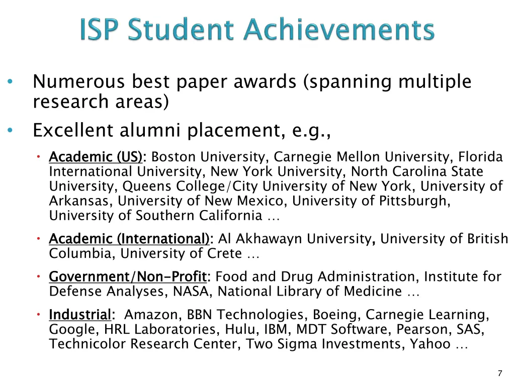 numerous best paper awards spanning multiple