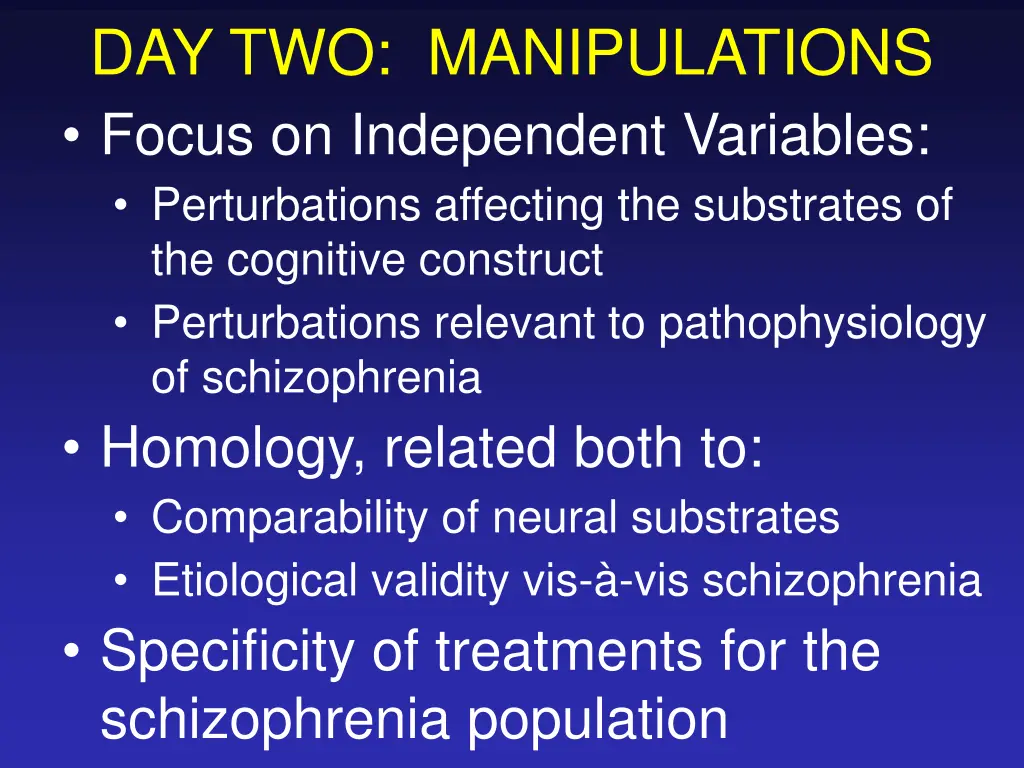day two manipulations focus on independent