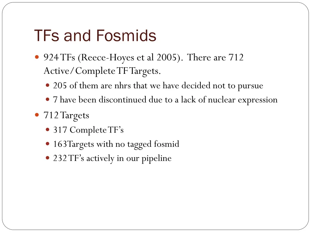 tfs and fosmids