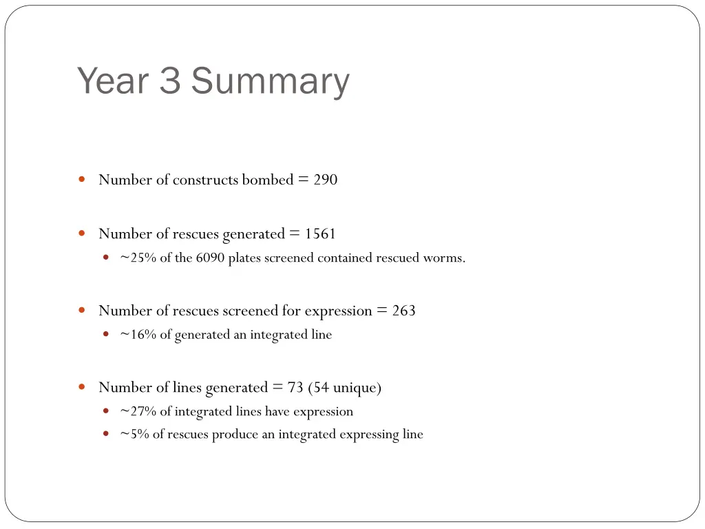 year 3 summary