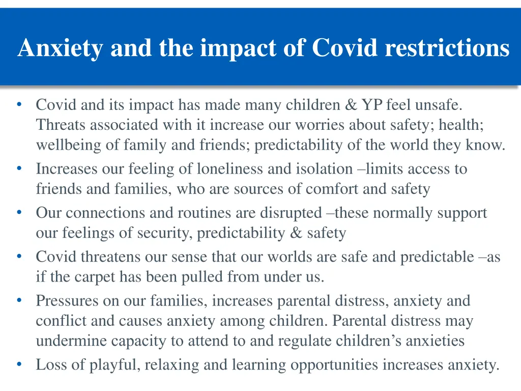 anxiety and the impact of covid restrictions