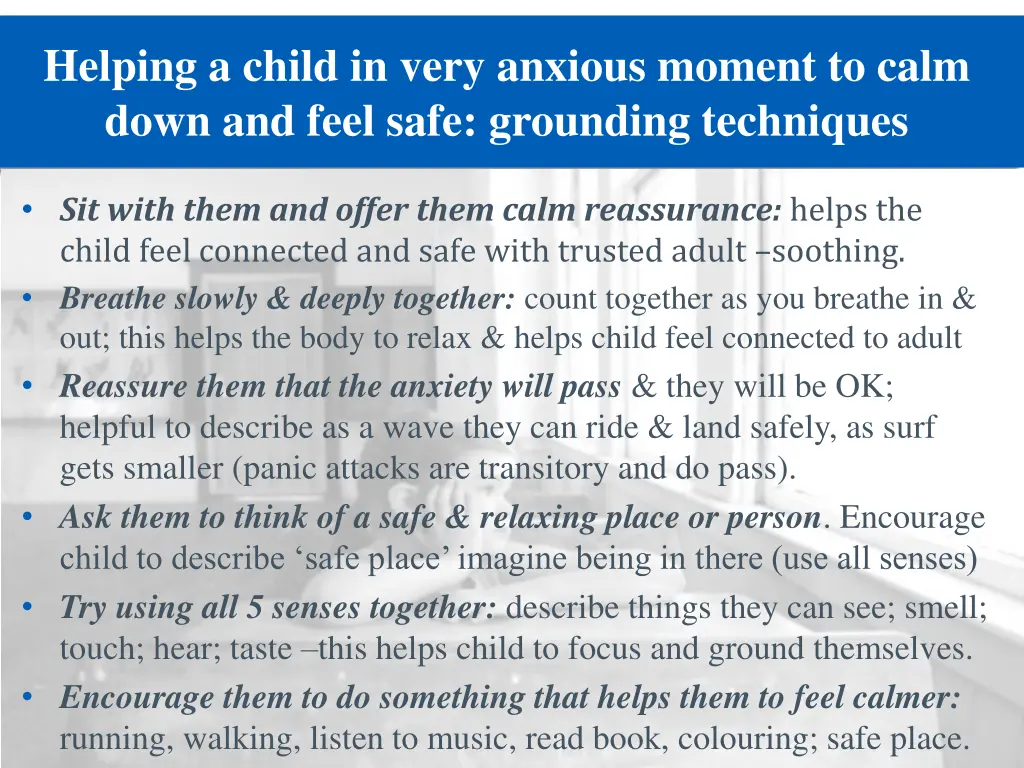 helping a child in very anxious moment to calm