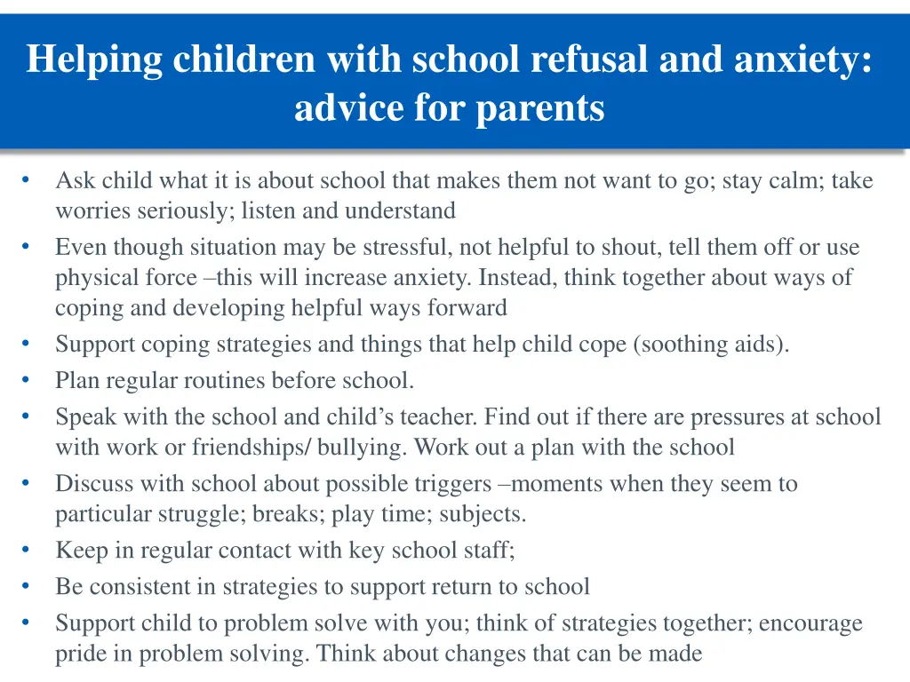 helping children with school refusal and anxiety