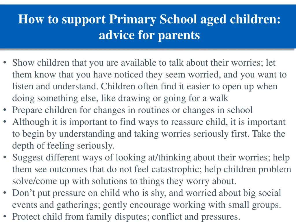 how to support primary school aged children