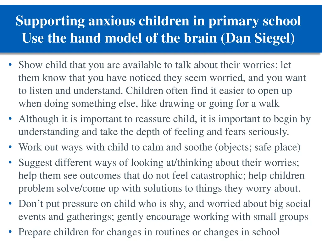 supporting anxious children in primary school