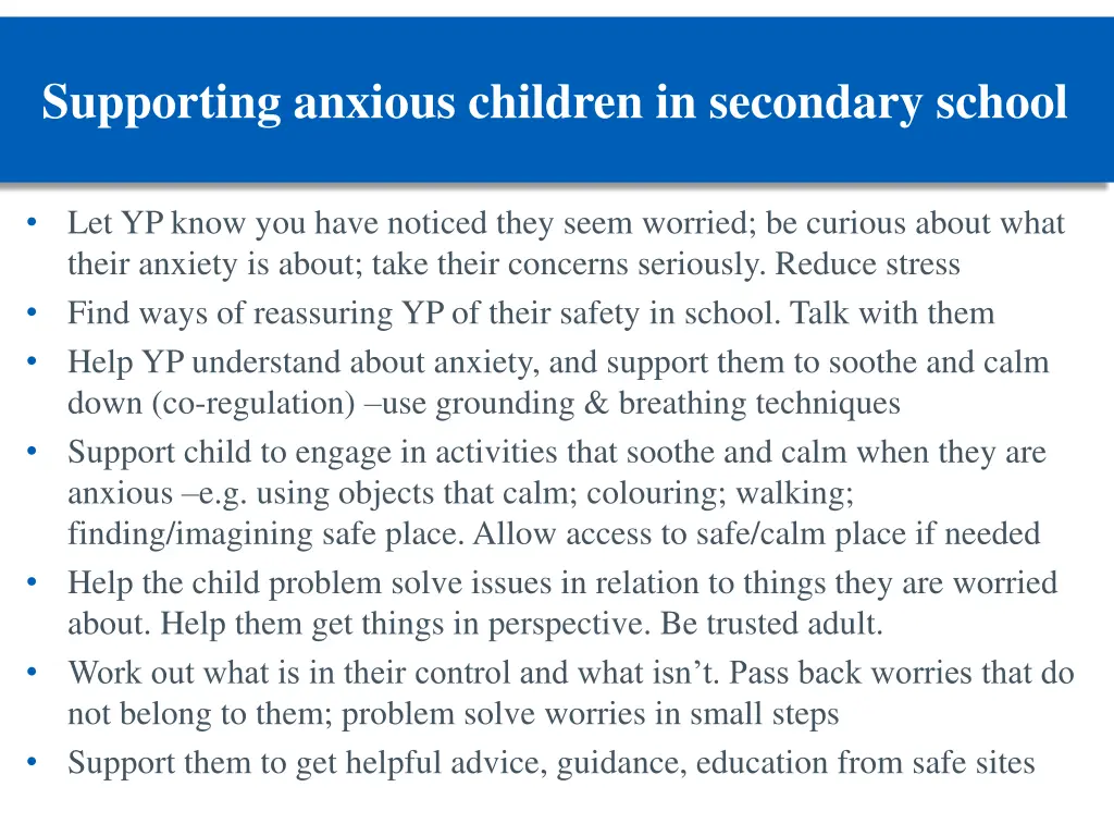 supporting anxious children in secondary school