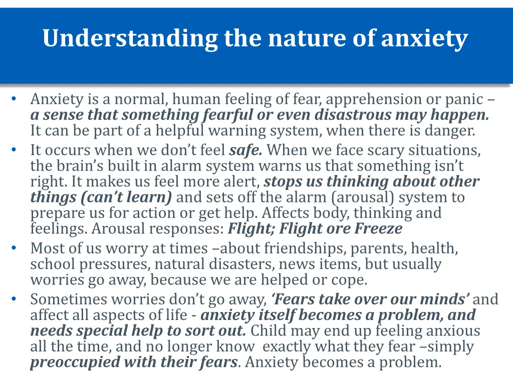 understanding the nature of anxiety