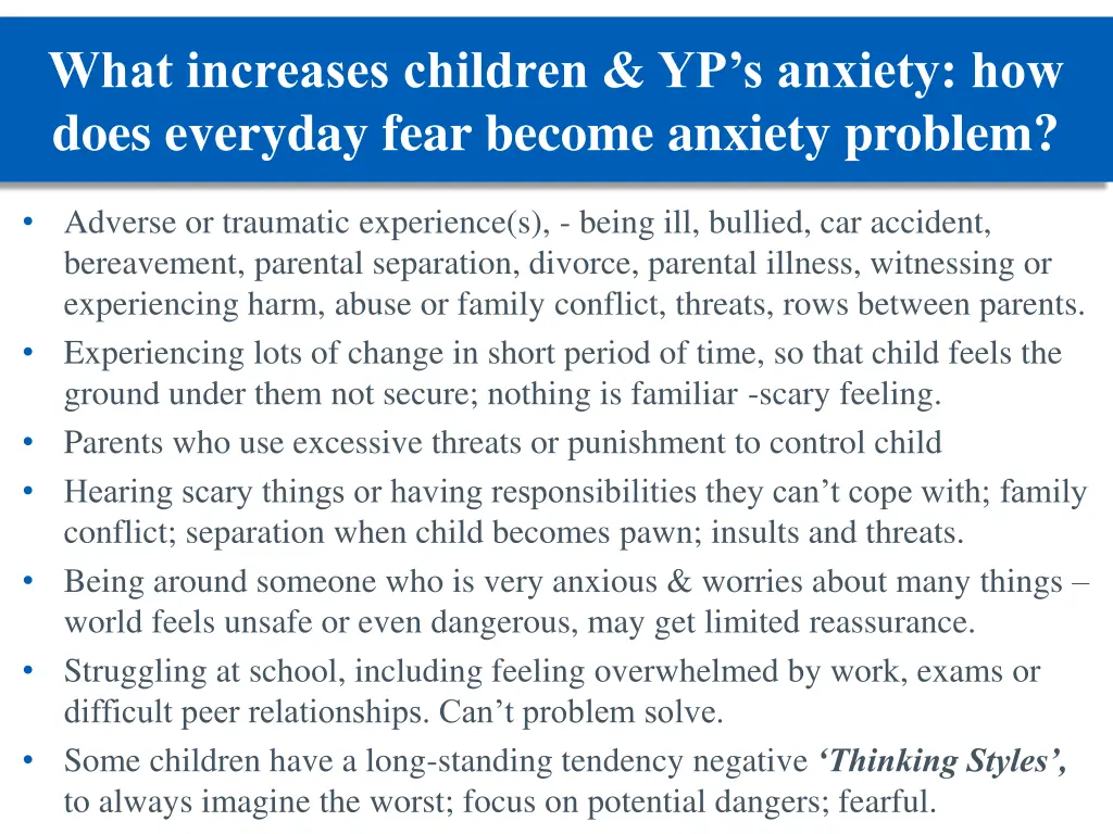 what increases children yp s anxiety how does