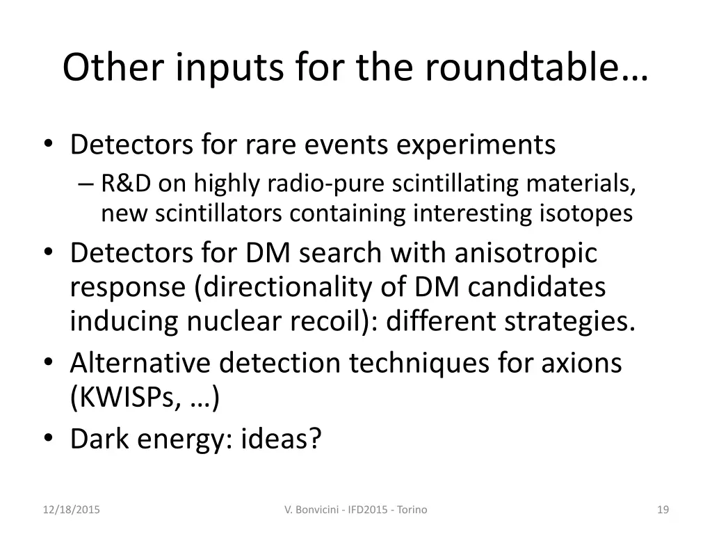 other inputs for the roundtable