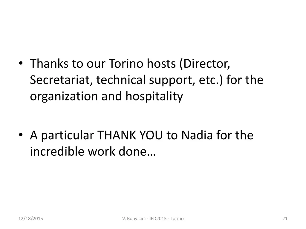 thanks to our torino hosts director secretariat