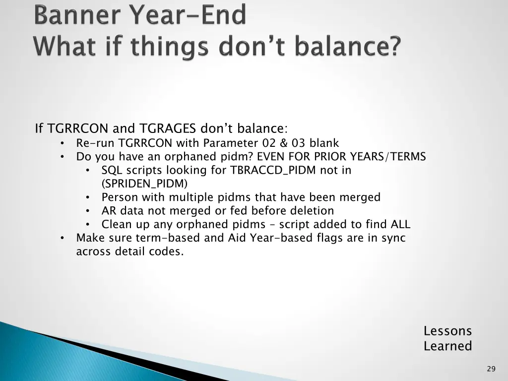 if tgrrcon and tgrages don t balance