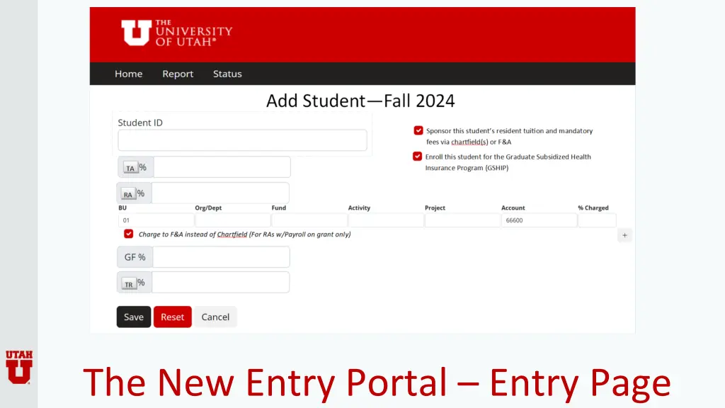 the new entry portal entry page