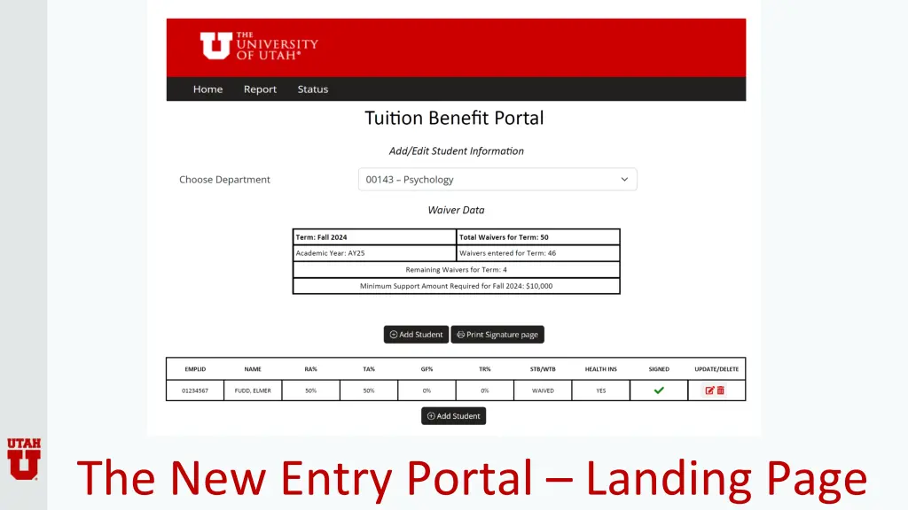 the new entry portal landing page
