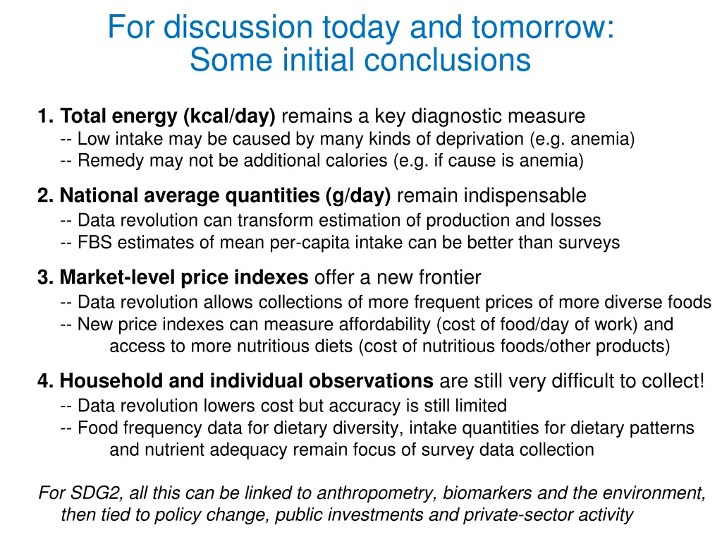 for discussion today and tomorrow some initial
