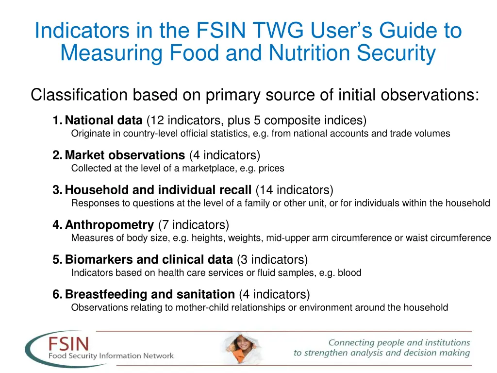 indicators in the fsin twg user s guide