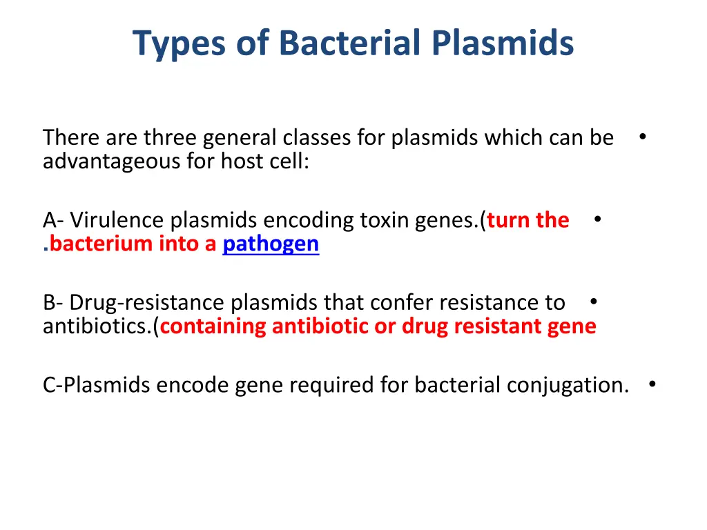 types of bacterial plasmids