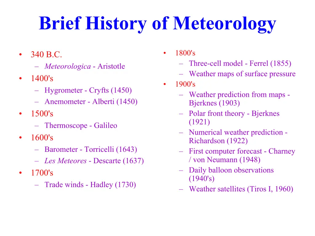 brief history of meteorology