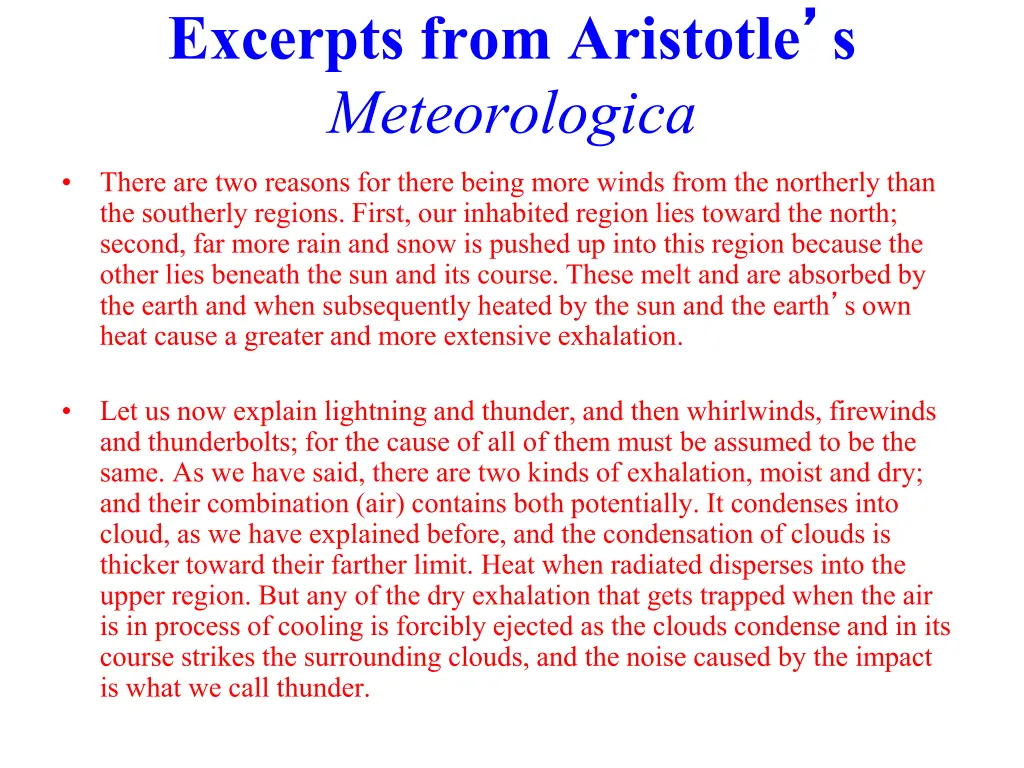 excerpts from aristotle s meteorologica