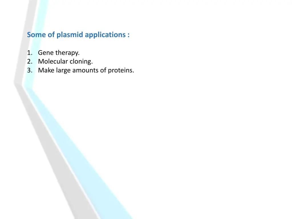 some of plasmid applications