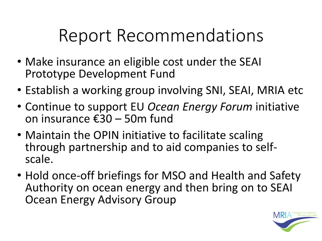 report recommendations