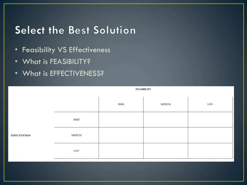 select the best solution