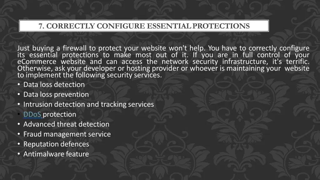 7 correctly configure essentialprotections