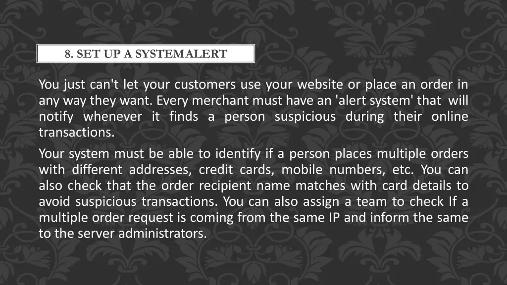 8 set up a systemalert